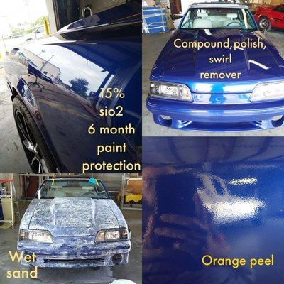 Orange peel removal, wet sand, paint correction, Nanopro paint protection.