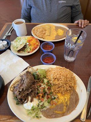 My husband Ordered #3 beef Enchilada and taco lunch. I had the beef brisquet fajita lunch