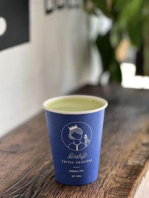 Hot Matcha Latte (~$6): with oat milk and lavender (+75¢)