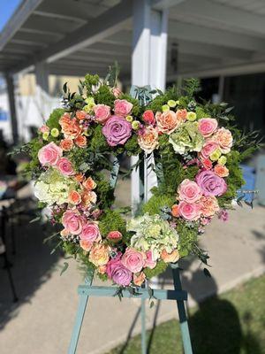 Pink Rose Heart Wreath