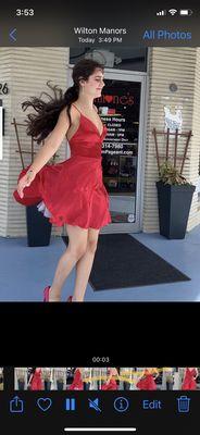 Our Katie in a fun homecoming/Dama Red dress