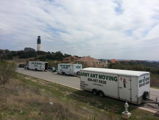 The movers in the Lake Travis area.  We had three trailers on this large job.