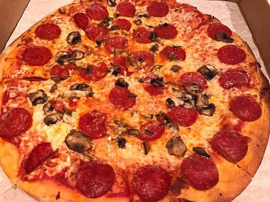 Pepperoni and mushroom. Yumm.