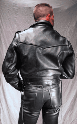 The Leather Man offers many types of leather garments: jackets, shirts, harnesses, pants, belts, jocks, boots and accessories.