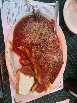 Veal parmigiana, lasagna, and rigatoni