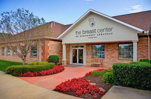 The Breast Center is located on Sunbridge Drive near the Packrat Outdoor Center in Fayetteville.