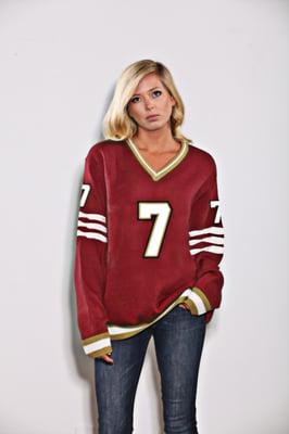 California Red, White, & Gold #7. Available in Mens also. Visit us at www.jerseysweater.me and enter "GAMEDAY" for $10 off!