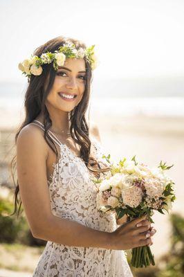 Bride at Beach Wedding in Dana Point  Norbert Tsi Photography