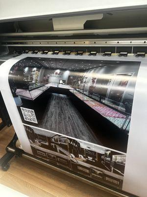 Large format printing on backlit signs for expositions.