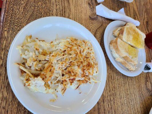 Side of hash browns and sourdough toast