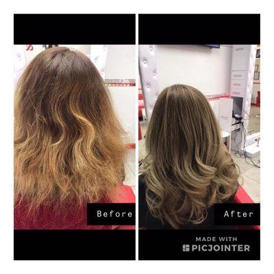 Before and after color and highlights