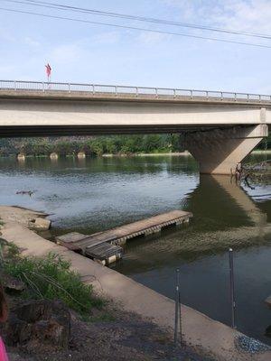 View from the river looking under route 147