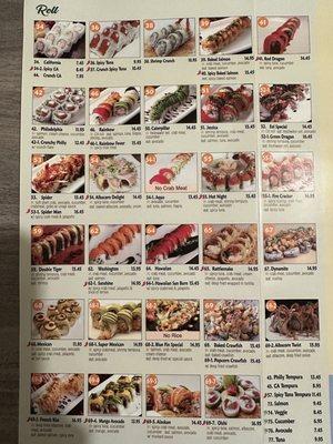 Roll menu