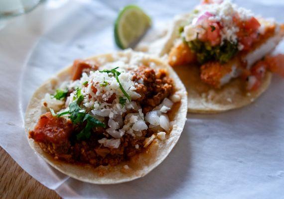 Papas Con Rajas (left)