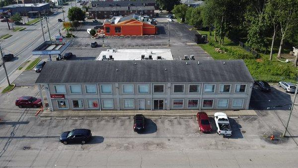 Office building drone photo.