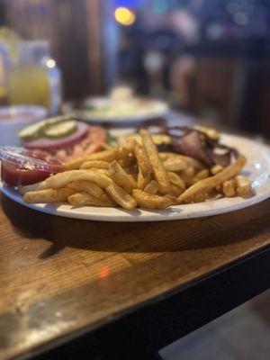 Bacon Cheeseburger and fries