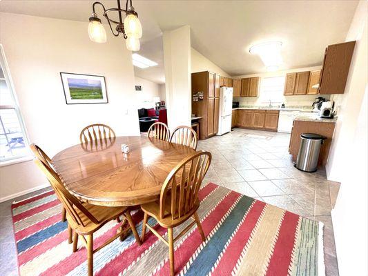 Dining room and kitchen with small work space