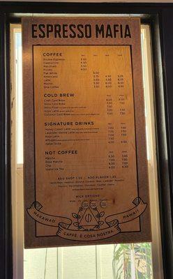 Menu and speciality menu