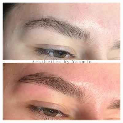 Brow wax and natural brow tint to cover any spaces.