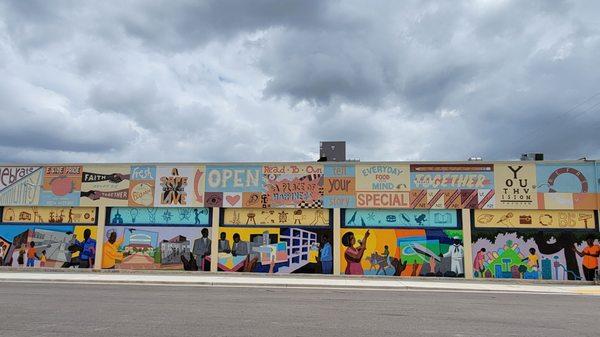 Mural at the nearby East Waco Library.