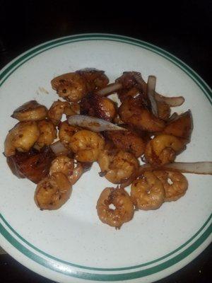 Pineapple, shrimp, and onions done on the hibachi grill. It was delicious!