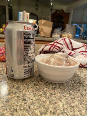 'Large' soft serve, Diet Coke can added for perspective.