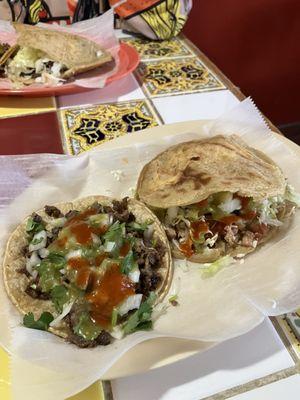 Steak taco and chicken Gordita