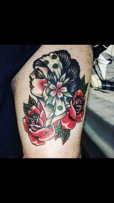 Lady head and roses by Brad.