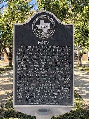 City of Pampa Historical Marker