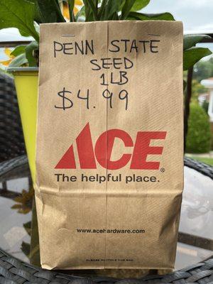 Penn State local grass seed found at Ace Hardware