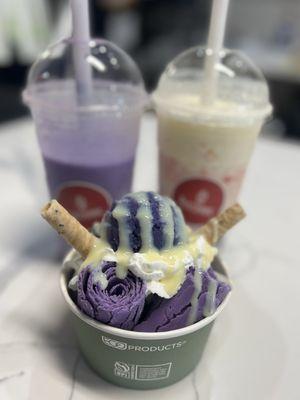 Halo ube ice cream rolls