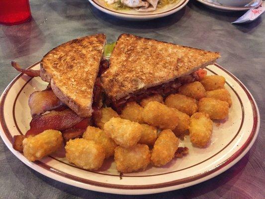 BLT - five strips of bacon on wheat-berry bread