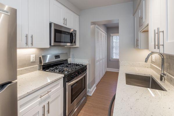 Kitchen with stainless appliances and granite countertops