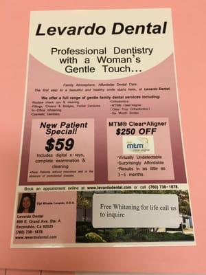 new promotions and soon will start to accept medical and we also have Spanish speaking staff  call to make your appointment