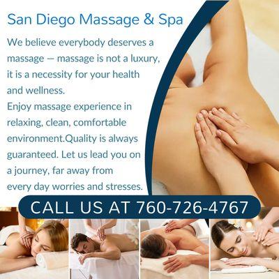 San Diego Massage & Spa
 3809 Plaza Dr #107, Oceanside, CA 92056
 Call us at 760-726-4767