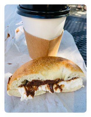 Bagel with Nutella and Cream Cheese