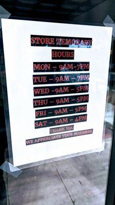 Temporary Hours