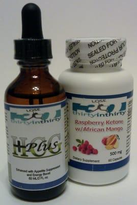 Hormone-free hCG oral drops and Raspberry Ketones w/African Mango