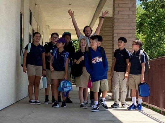 Mr. Goodwin and his 7th graders on the first day of school.