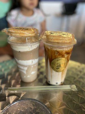 Wintermelon Tea w/Creama (left) & Classic Milk Tea w/brown sugar boba. Sooo delicious & tasted authentic! Boba was freshly made & soft.