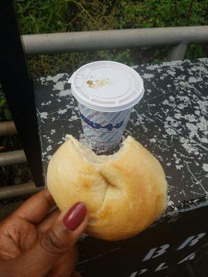 plain mini bagel + hazelnut coffee!