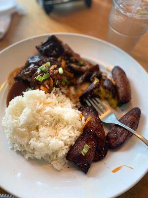 Jerk chicken, Fried Plantain, Jasmine White Rice