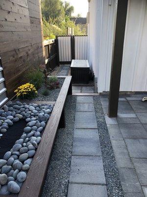 Paver path, decorative wall and paver patio