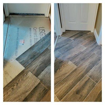 Custom tile flooring. One area of 575 sq ft.