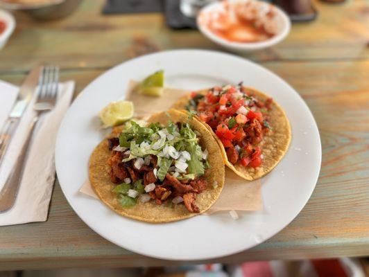 Pastor taco and Marinated Chicken Taco