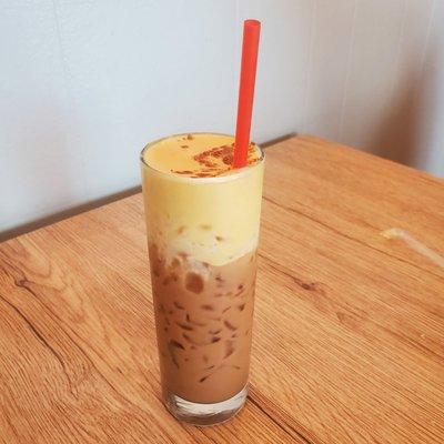 The egg coffee. Too much ice and not my favorite. I would skip that and order the Vietnamese Iced Coffee next time.