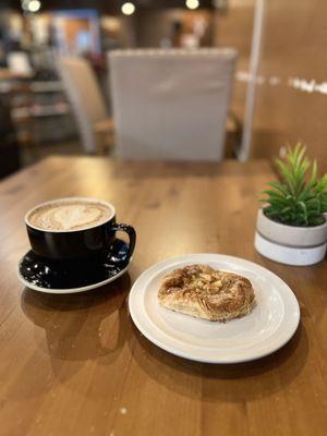 Spanish latte and apple pastry