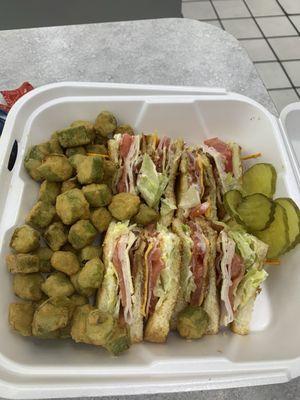 Club sandwich with okra special $6.99