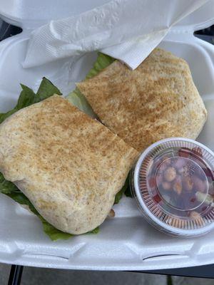 BBQ Chicken Flatbread to go with a side of bean salad