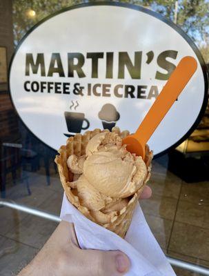 Pumpkin Cheesecake in a Waffle Cone